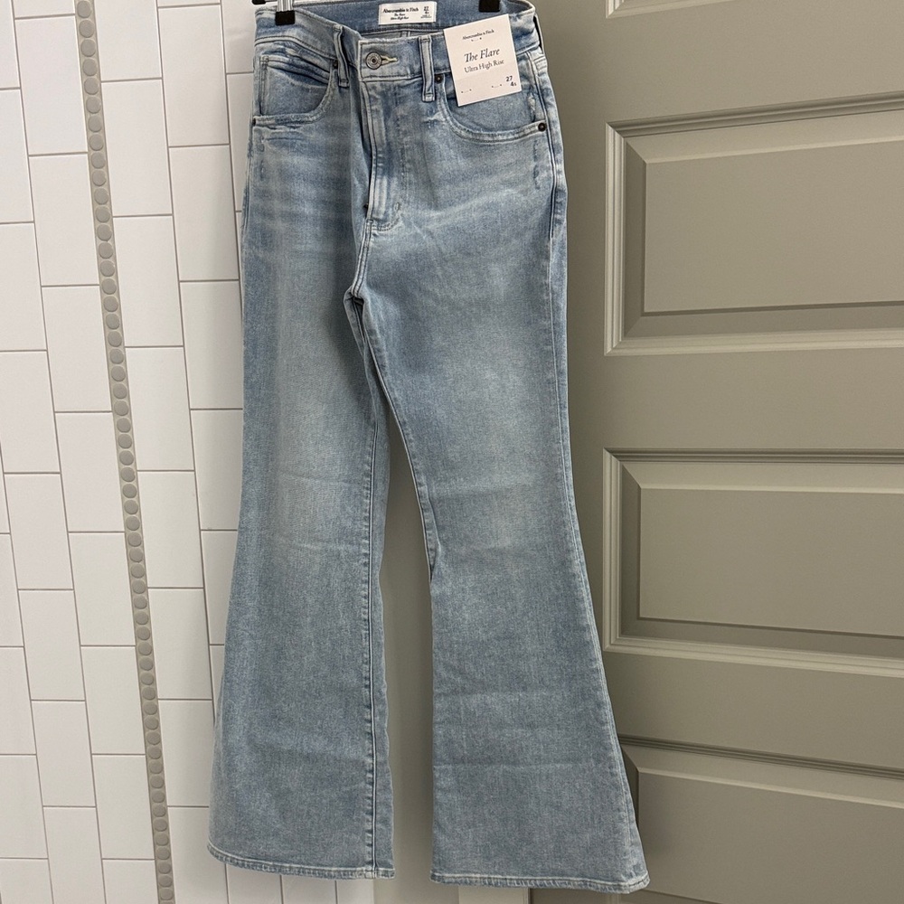 Abercrombie & Fitch Light Blue Flare Wide Leg Jeans